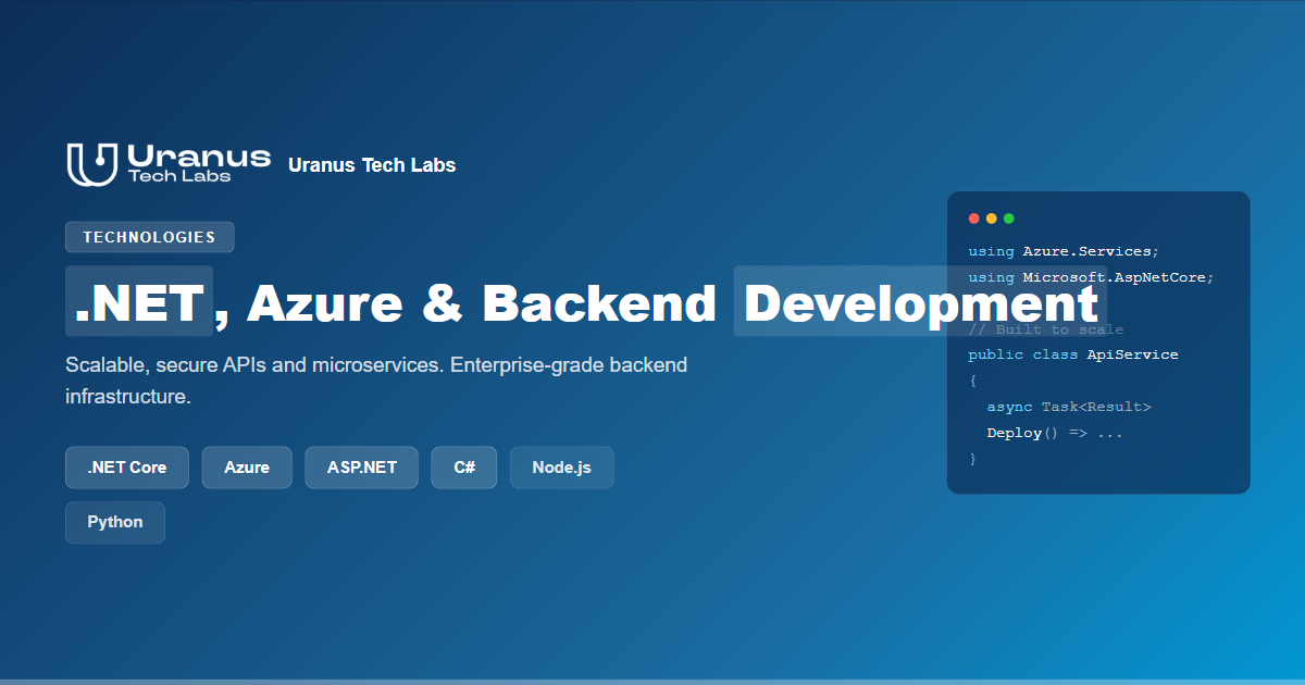 .NET & Azure Backend Development Services | Uranus Tech Labs